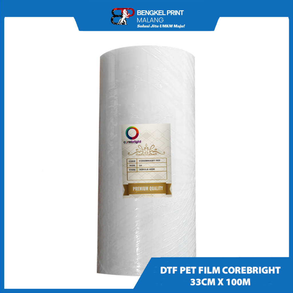 PET FILM DTF A3 COREBRIGHT A3 33cm x 100m Sablon DTF Tinta DTF