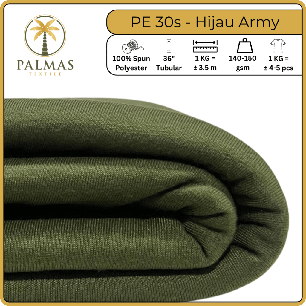 Kain PE 30s - Hijau Army (Bahan Kaos)