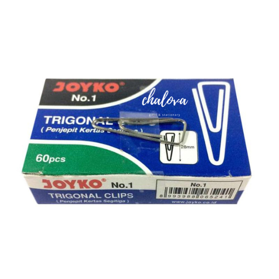 

[PAK] PAPER CLIP TRIGONAL JOYKO NO 1 / TRIGONAL CLIP / PENJEPIT KERTAS SEGITIGA ISI 60 PCS