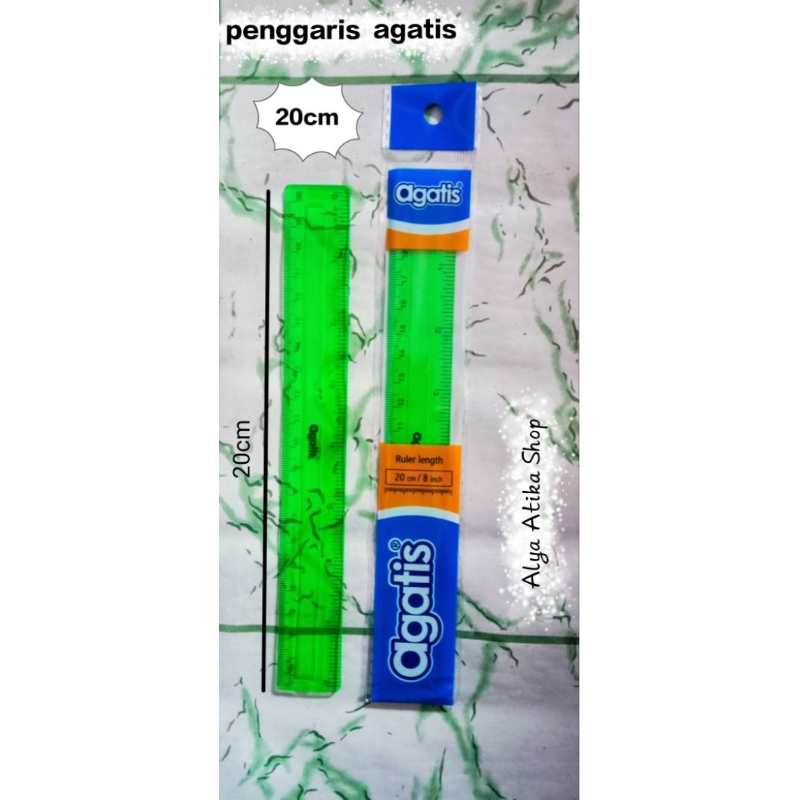 

[PCS] Penggaris Agatis plastik 20cm warna Hijau