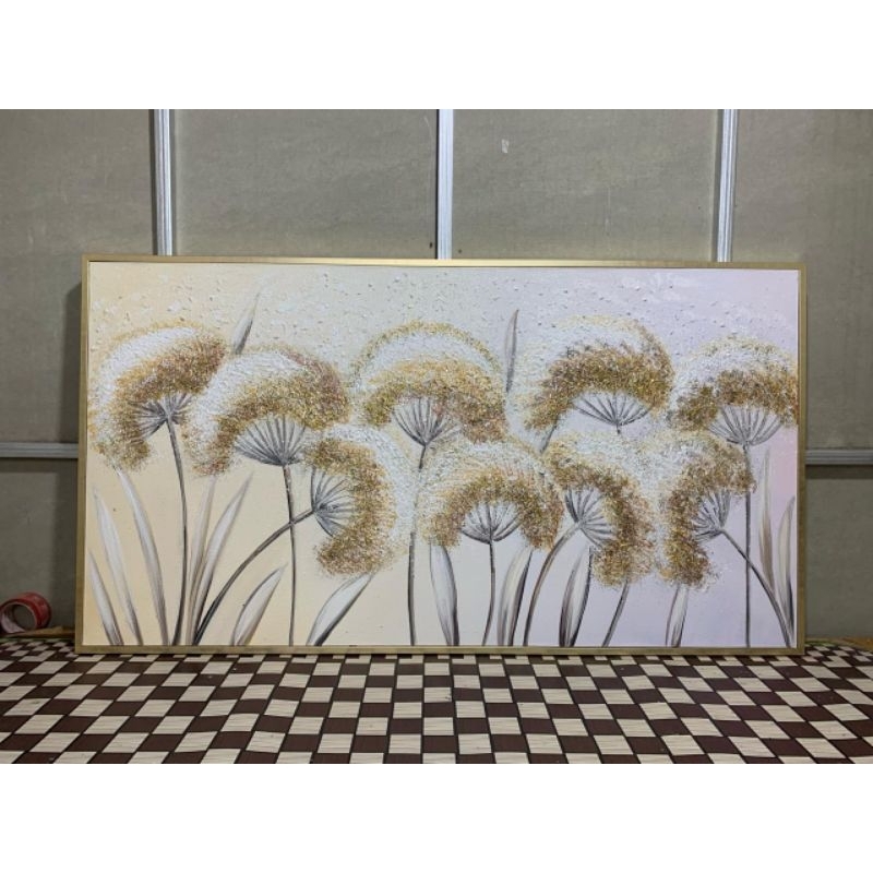 Lukisan Bunga Dandelion Gold || 120x80