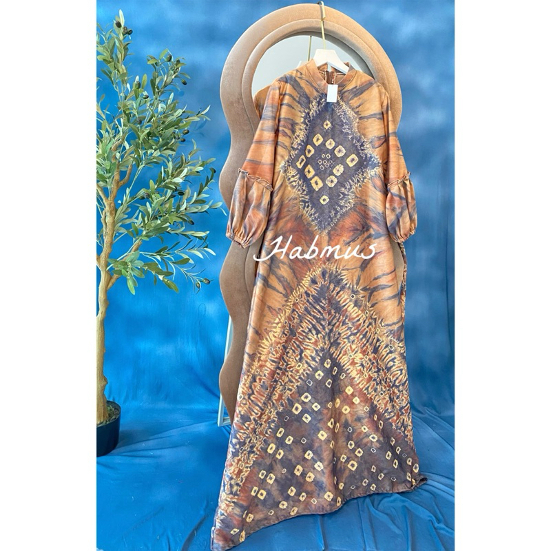 couple gamis jumputan palembang handmade sutra silk