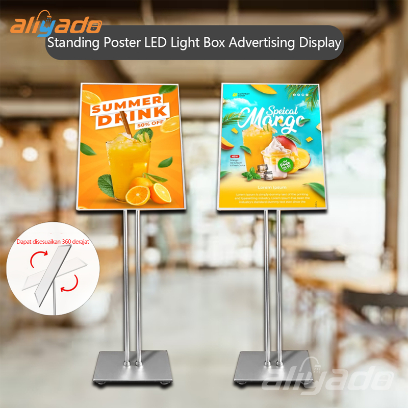 

❤️Ready&Aman❤️Standing Poster Slim Light Box LED Display A2 LED bercahaya papan reklame vertikal Nama