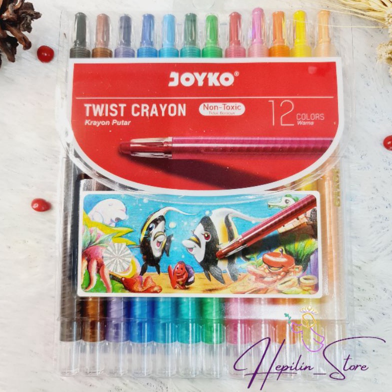 

ART D96Z CRAYON PUTAR JOYKO 12 Warna atau 24 Warna Crayon Putar Panjang Joyko ORIGINAL 1 JOYKO Non Toxic