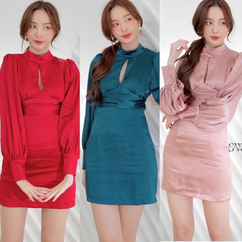 CR1220 Dress mini scuba Dyana lengan panjang formal kantor elegant slimfit