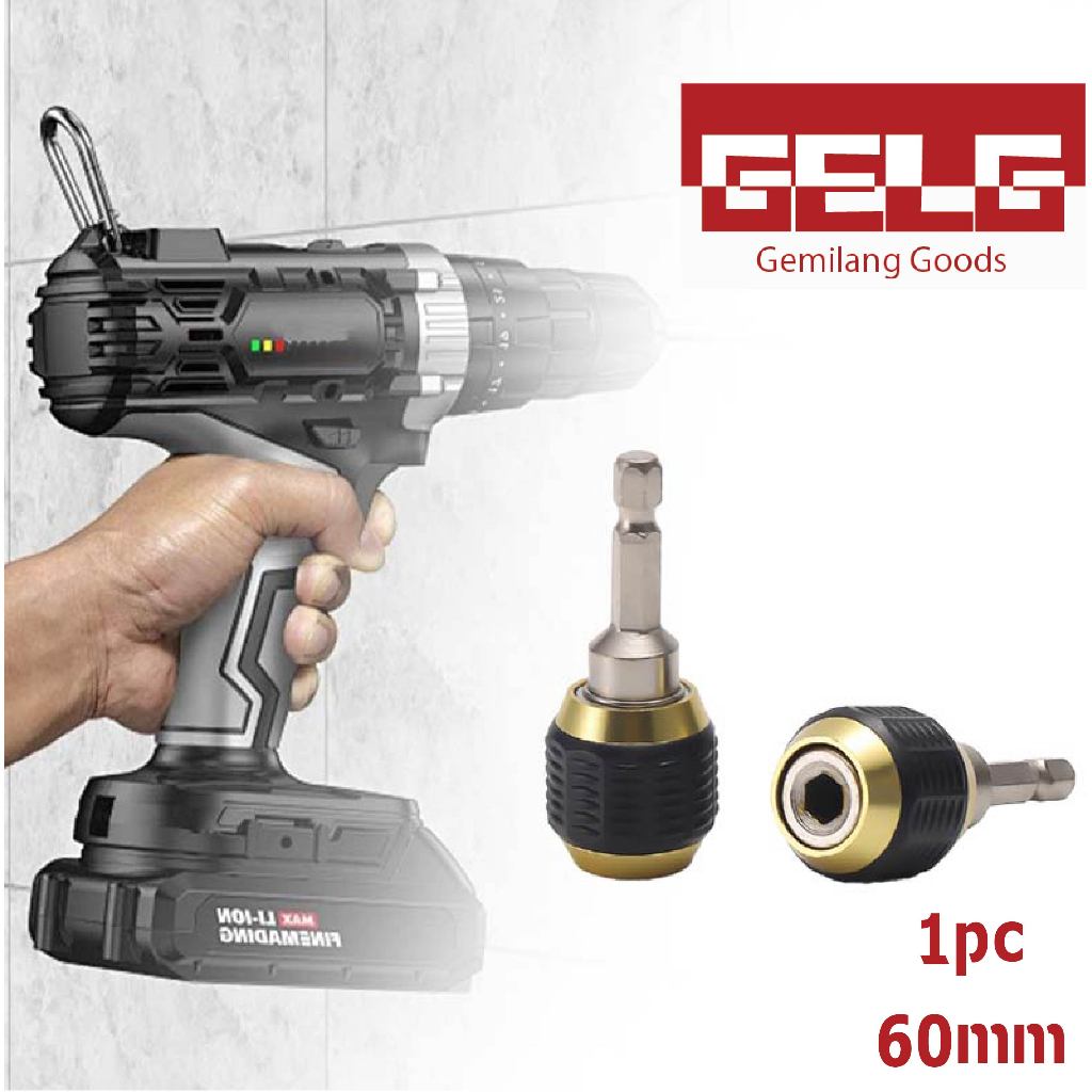 Kepala Bor Mata Obeng kunci Bor Keyless Drill Chuck Tanpa Kunci 6.35mm Batang 60mm Kepala