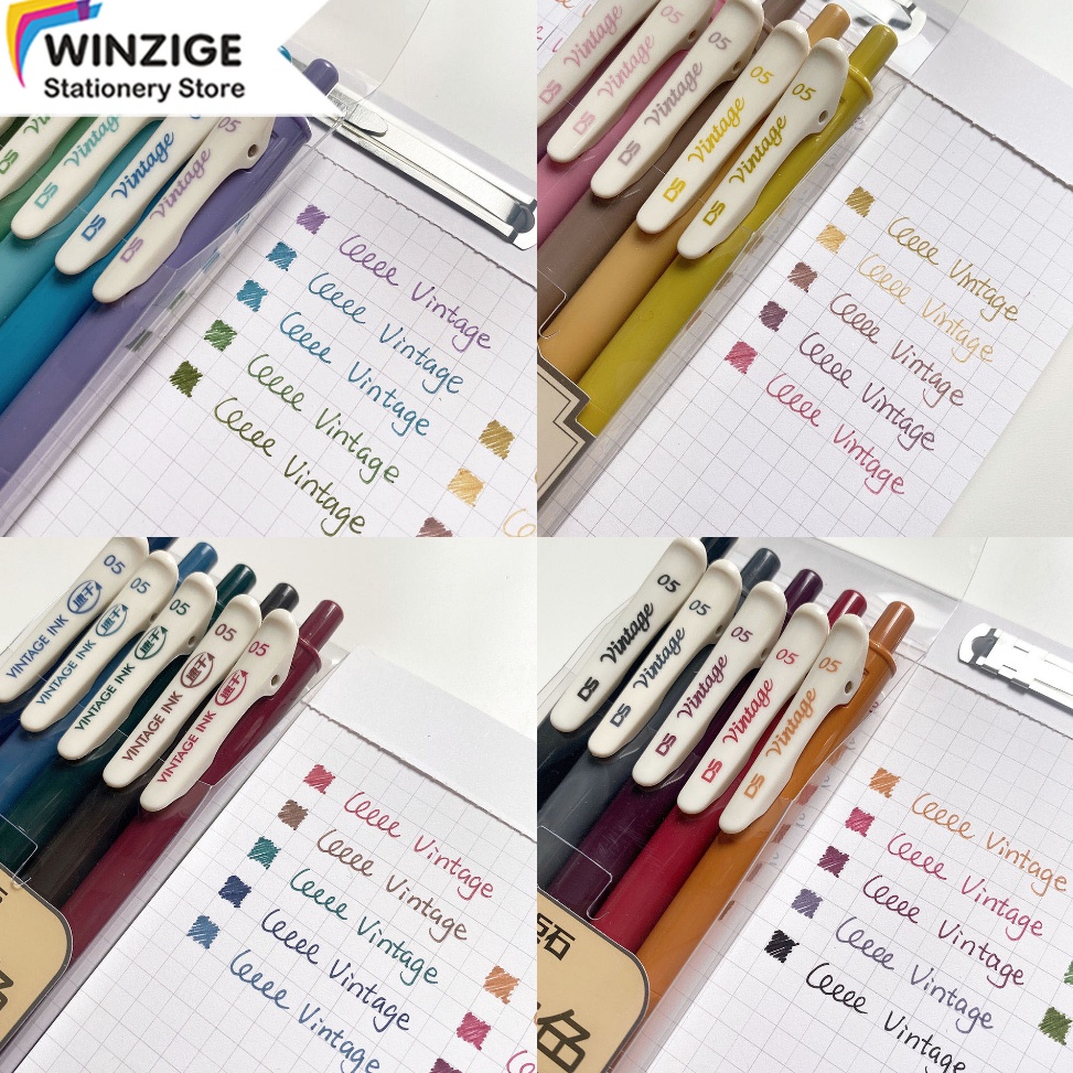 

ART W34G Winzige 5Pcs gel pens set 5mm pulpen warna warni pulpen gel aesthetic vintage color retractable gel pens lucu pen mekanik 2 colors