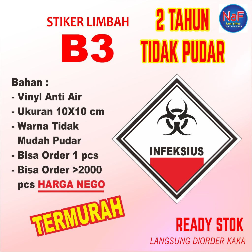 

Stiker limbah infeksius B3 label tanda simbol beracun