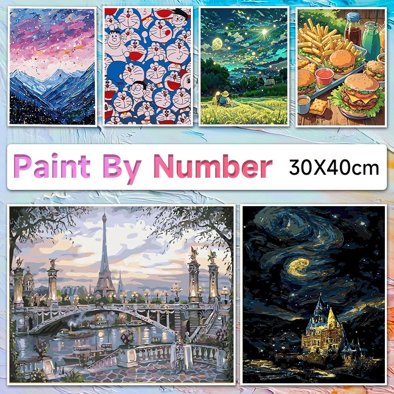 

ART N42Z ReadyDIY Paint By Number Set 4 x 3 cmLukisan Minyak Kota Dongeng Kembang Api DIY paint by number 4x3Barang DIY Aestheticmelukislukisan kanvas4