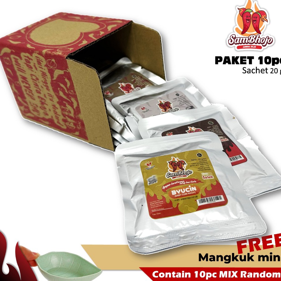 

Top Product SamBhojo Paket 1pc Sambal Sachet Mix Varian Free Mangkuk