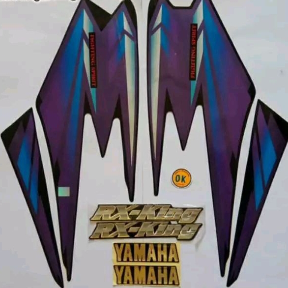 lis body/ striping /stiker + Emblem Tangki yamaha RX King new 2002 ungu Hitam kw super