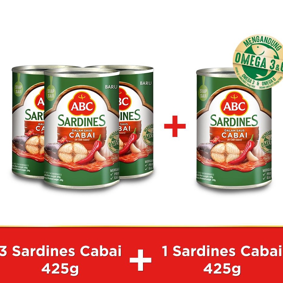

Harga Bersaing ABC Sarden Saus Cabai 425 g Buy 3 pcs Get 1 pcs Free