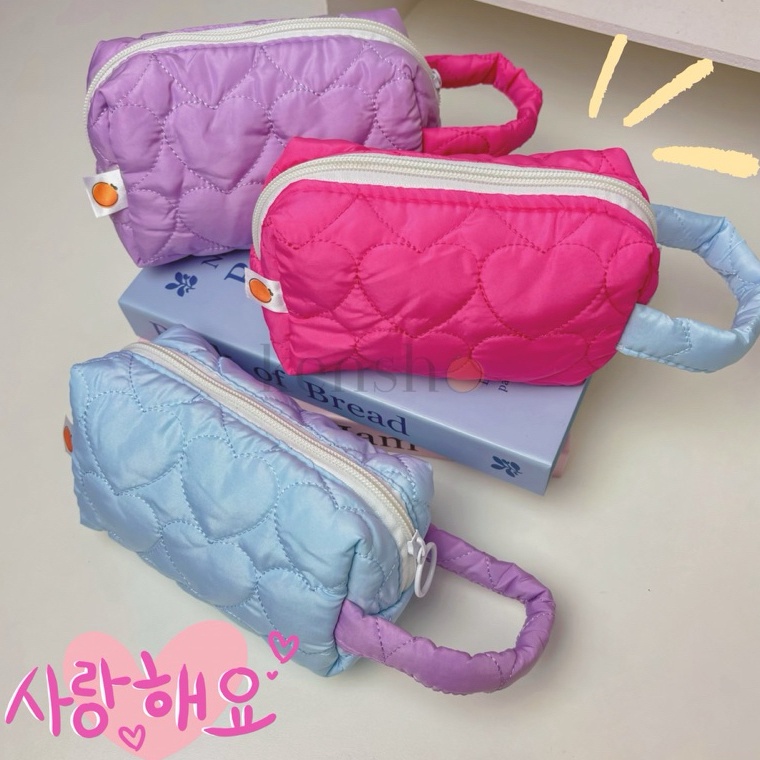 

ART J48Q KENSHO Kotak Pensil Sleting Motif Love Hati Handle Pastel Pouch Makeup Aesthetic Tas Aksesoris Wanita Lucu Import Zipper Hearts