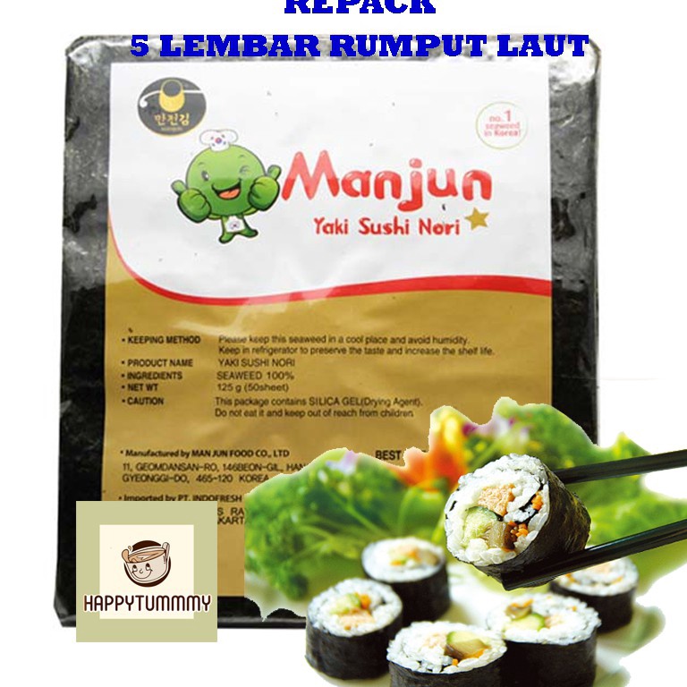 

Laris Lagi HPT Manjun Nori 5 Lembar HALAL Seaweed Rumput Laut Sushi Gimbap Korean Yaki Sushi Nori