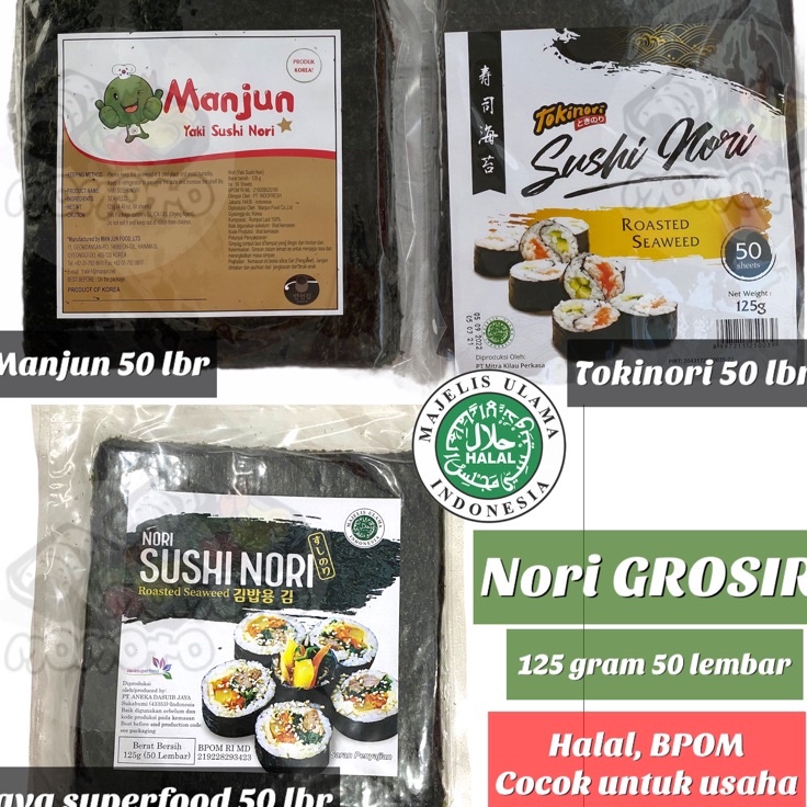 

Buy here Manjun Tokinori Java Superfood 125 gram Yaki Sushi Nori 5 lembar