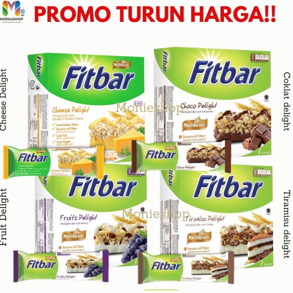 

Star seller Fitbar 5X22grisi 12x22gr tiramisu coklat nuts fruit cemilan sehat Fitbar Kalbe