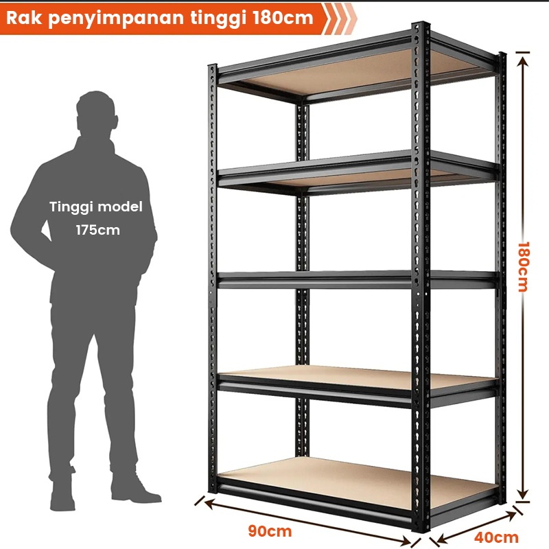 RAK BESI 5 SUSUN /RAK GUDANG / RAK DAPUR / RAK BESI SERBAGUNA / RAK AQUARIUM 120X40X200CM