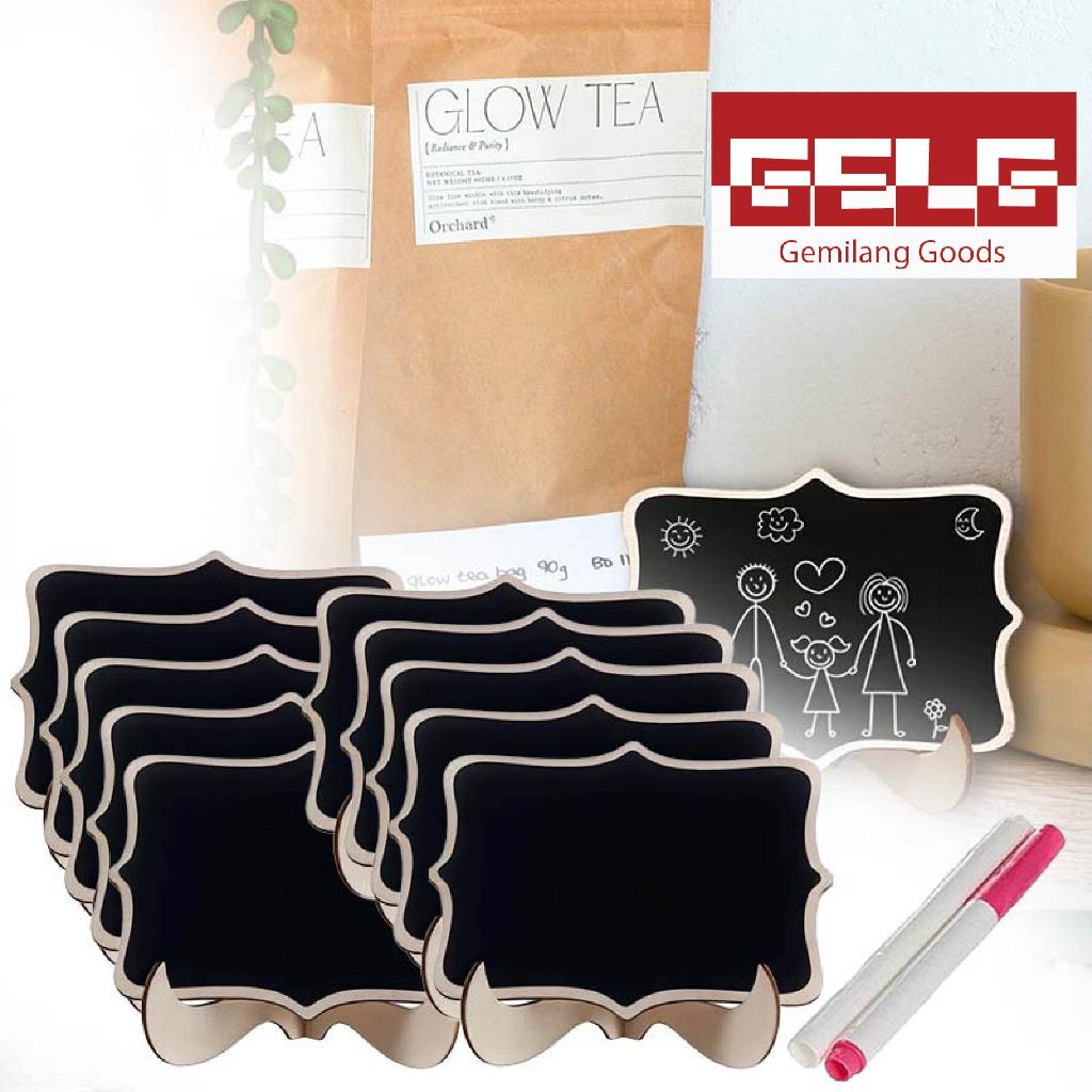 

10pcs Papan Kapur Menu Cafe / Papan Reserved Papan Tulis Kapur Kecil + 2 pena / Mini Chalkboard Papan Tulis Kapur Mini