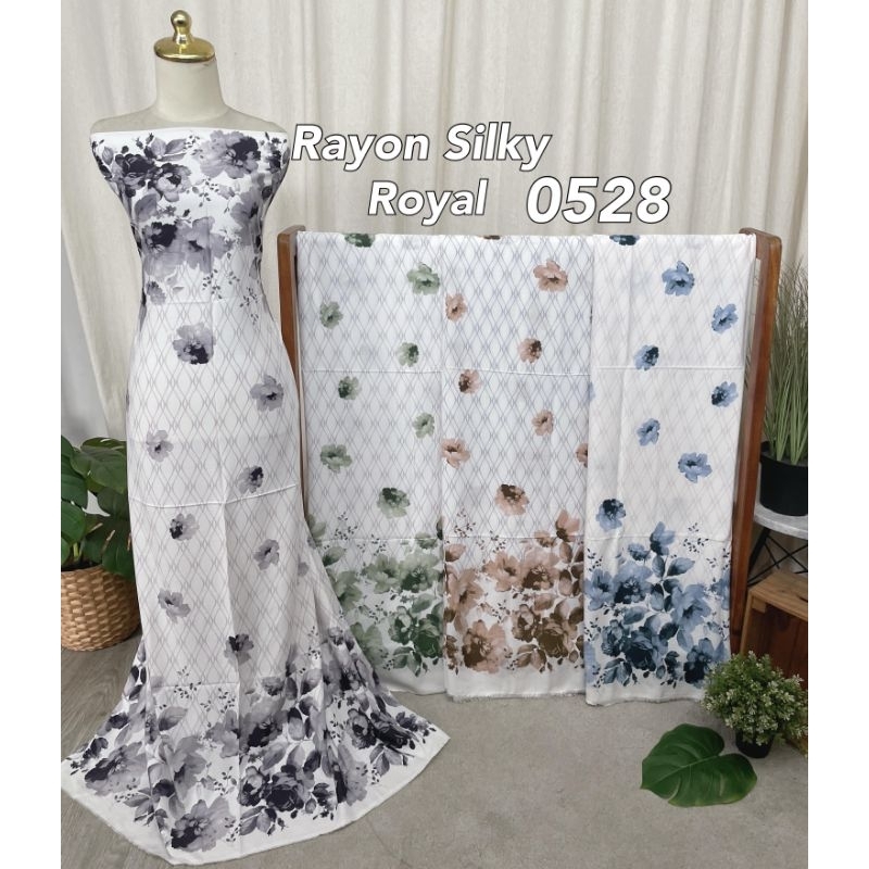 Kain Rayon Silky Royal Motif Bunga 0528 Per 1/2M Rayon Premium Kain Rayon Meteran gamis, gaun, dress