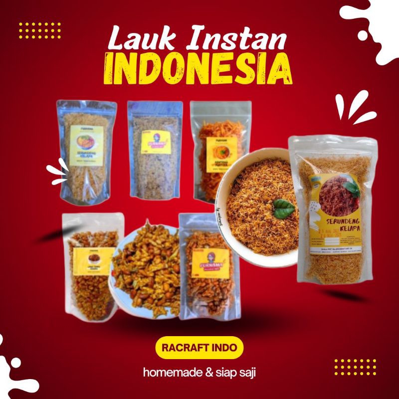 

Lauk kering instan l serundeng kelapa tuna tongkol kentang mustofa kering tempe orek tempe teri kacang siap saji abon