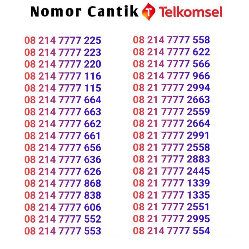nomor cantik telkomsel simpati 7777 rapi murah