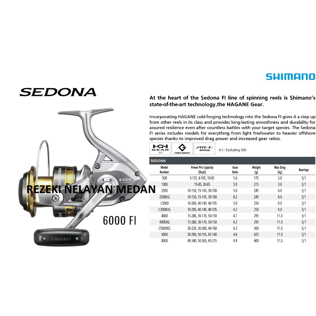 Reel SHIMANO Sedona FI 1000 | 2500 | C3000 | 4000 | 6000 | 8000 | Garansi Resmi SHIMANO INDONESIA