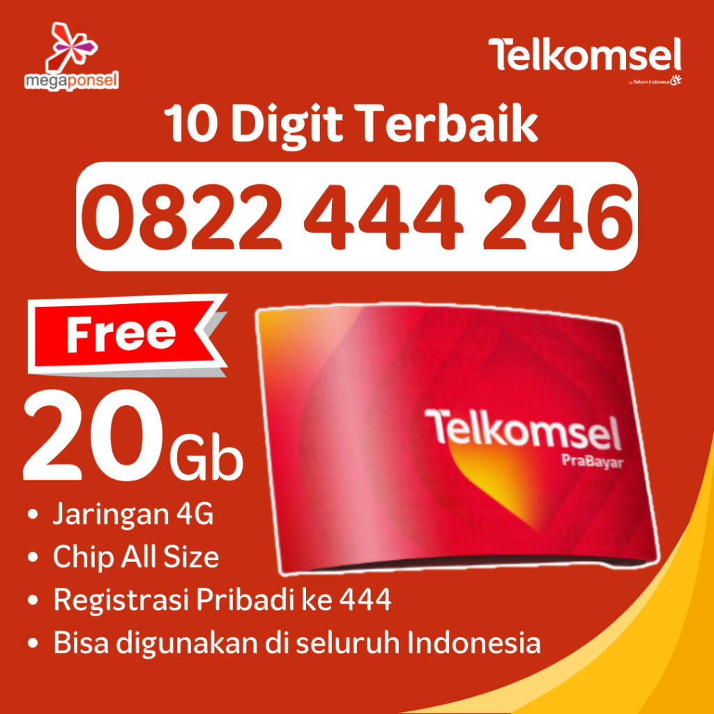 Kartu Cantik Nomor Perdana Cantik Telkomsel 10 Digit Simpati 4G Bonus Kuota 20 GB