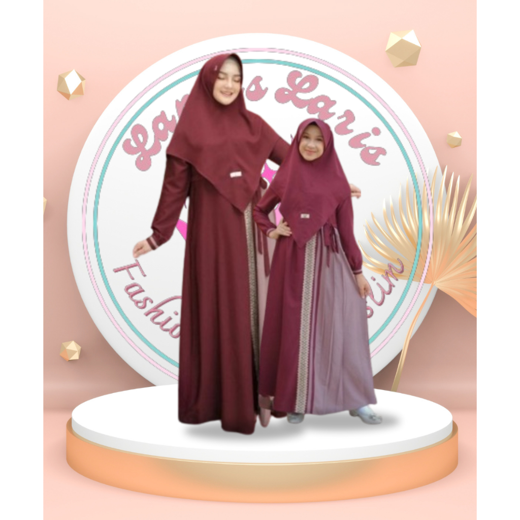 Gamis Couple Ibu Anak Perempuan Terbaru 2025 Set Hijab Gamis Anak Umur 3-16 Tahun  Gamis Terbaru