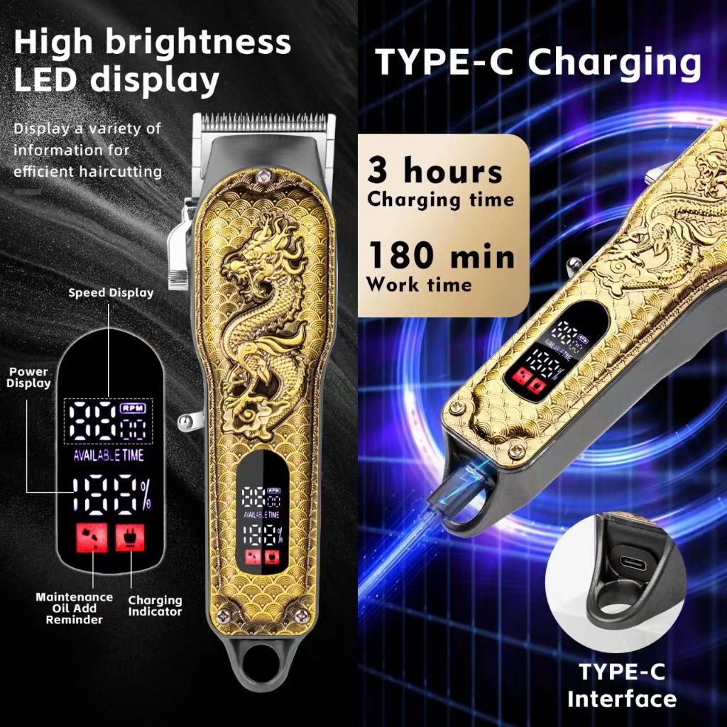 2024 Alat Potong Rambut Rambut Naga Cliper Alat Cukur Rambut Elektrik Hair Clipper Emas Cordless Pro