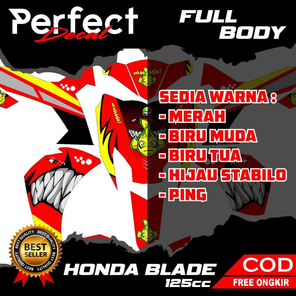 Decal Stiker Motor Honda BLADE 125cc HIU / SHARK Full Body Sticker Custom Variasi