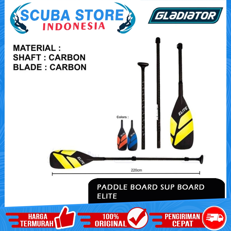 Paddle SUP Inflatable Board Gladiator Elite Dayung Carbon Papan Seluncur Surfing Adjustable