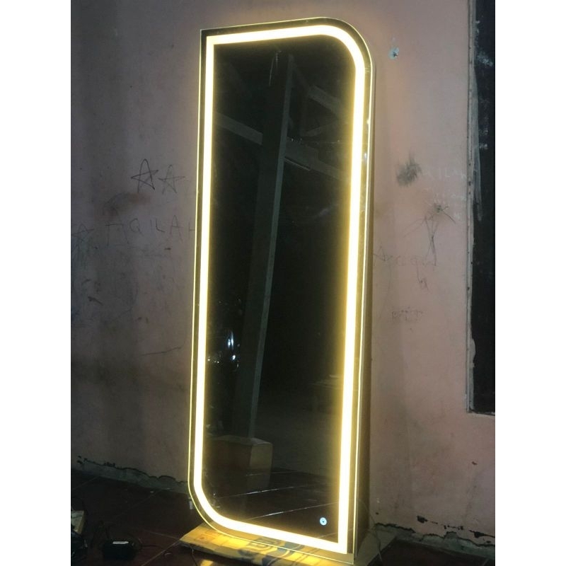 cermin lampu nempel dinding uk 160x60cm standing mirror lampu led