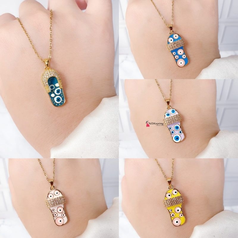 Kalung Rantai Tipis Sandal Mini Titanium Gold N08052405