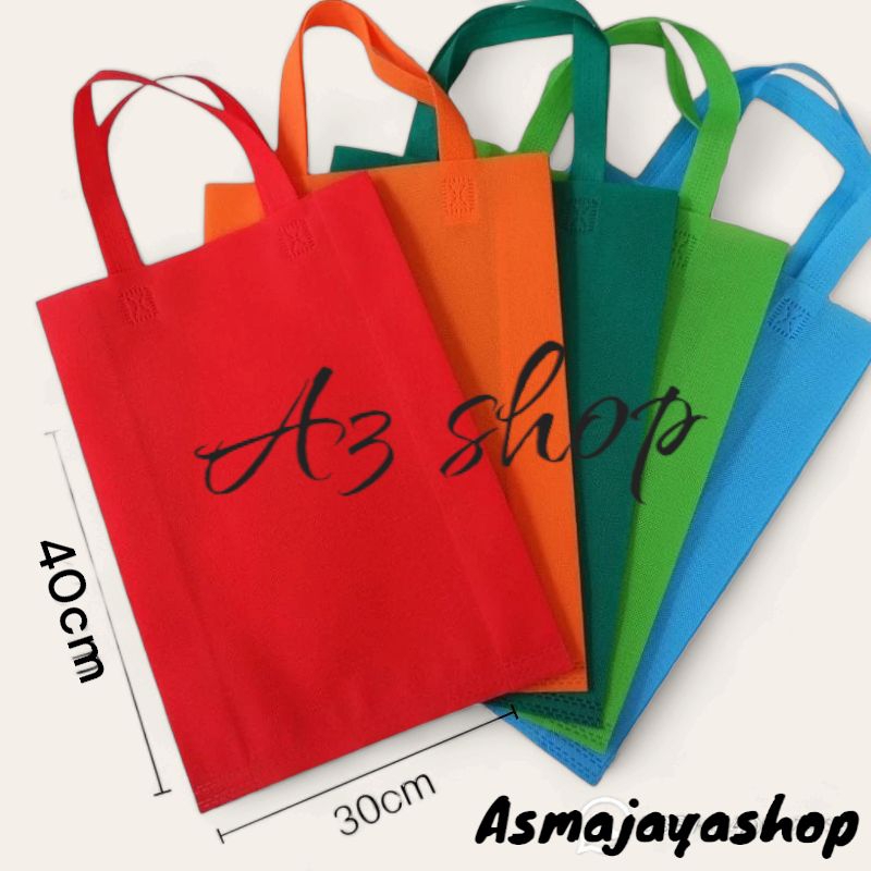 

tas spunbond/tas lipat samping/tas press/tas hajatan/tas souvenir/tas hampers/tas ramah lingkungan ukuran 30×40×10