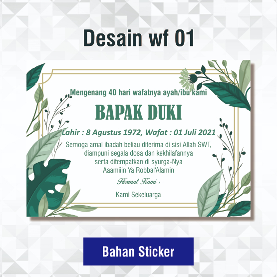 

JanakaPrint Sticker untuk TAHLIL 40 / 100 / 1000 Hari (Stiker Tasyakuran Murah)