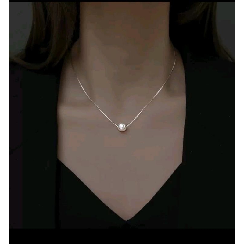 Kalung Wanita Silver Single Mutiara Model Simple Elegan / Aksesoris Wanita Kalung Simple Warna Silve