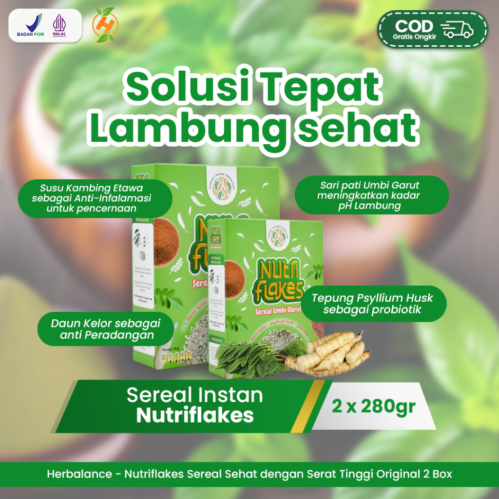 

Paket Lambung Sehat 2 Box Nutriflakes - Sereal Sehat Atasi Asam Lambung & Mual Orginal