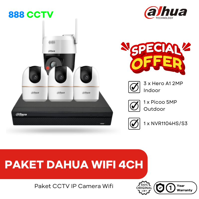 Paket CCTV Wireless 4ch Dahua Camera Wifi