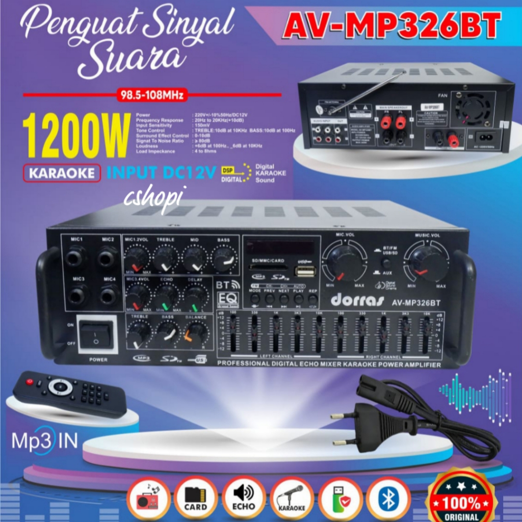 Power Amplifier Bluetooth Dorras Av-mp326 BT Original Ampli