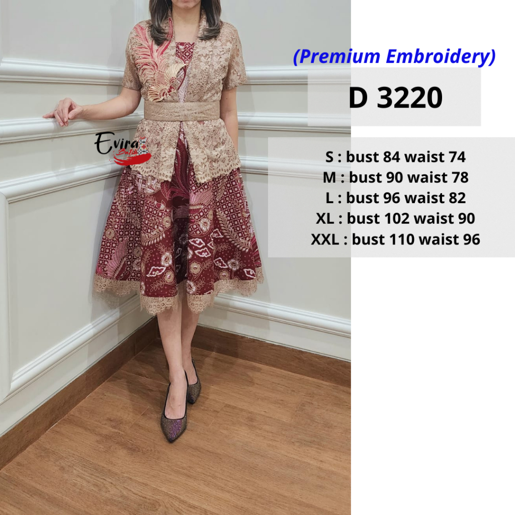 Dress Batik Wanita Modern D 3220 / Dress Pesta / Dress Batik Bordir / Dress Wanita Kondangan / Batik