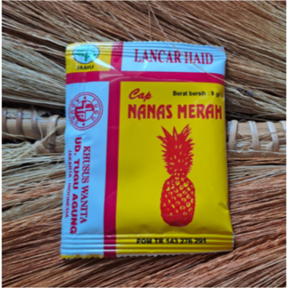 

Jamu cap nanas merah lancar haid 1 saset atau 1pcs.