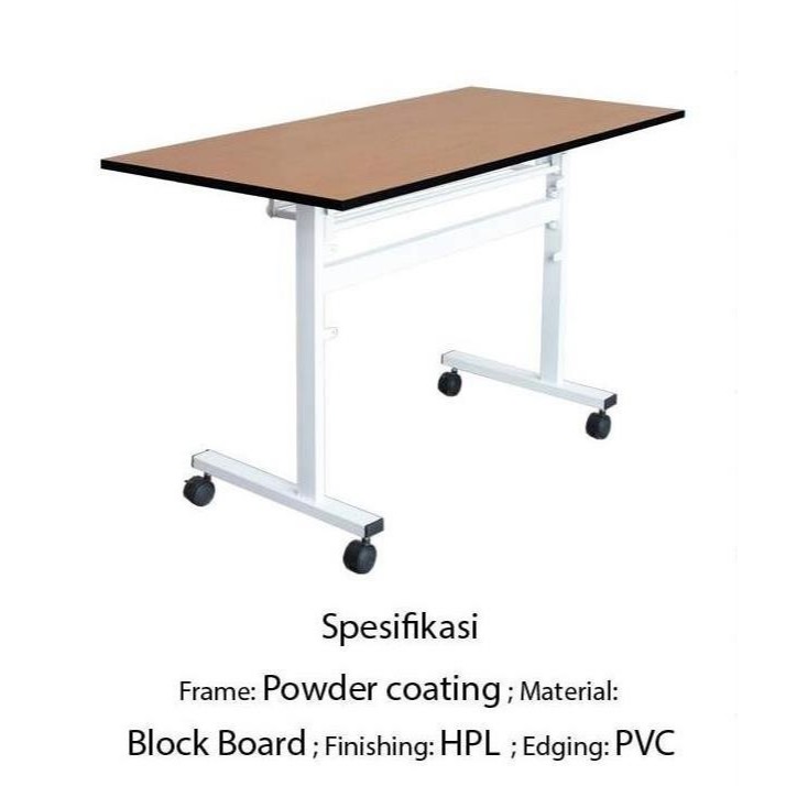Meja Lipat Folding Table Moderen Meja Lipat Roda Kantor