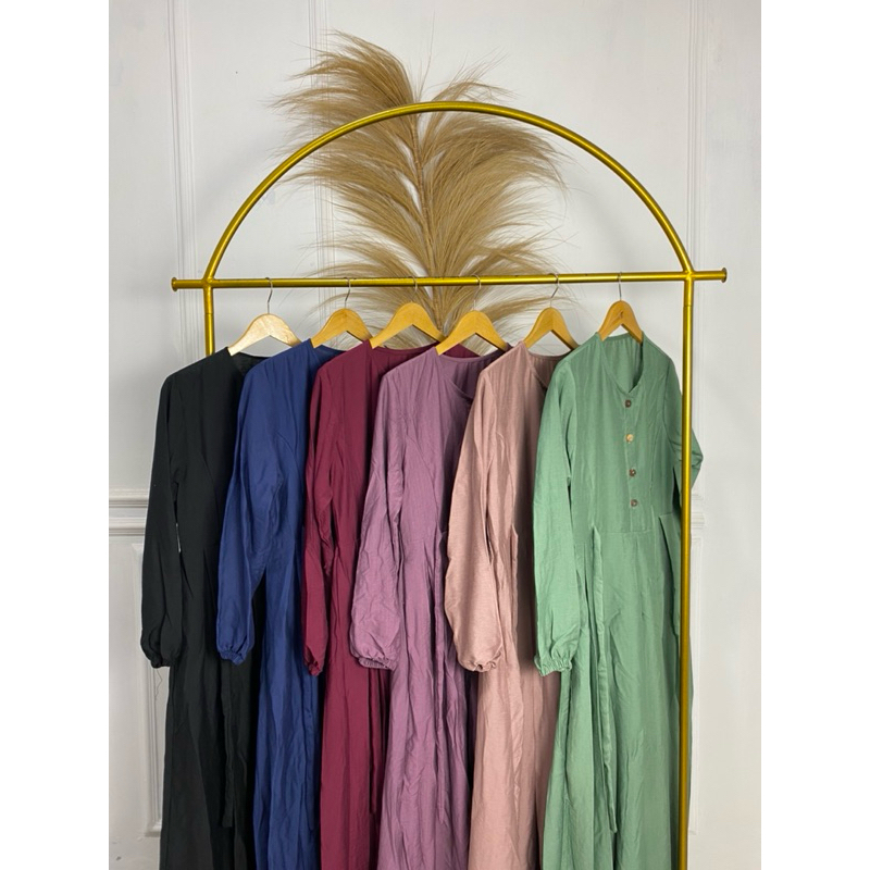 Alyssa dress outfitbymeta gamis linen simpel