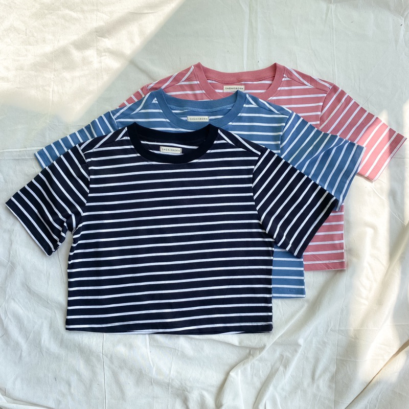 [ SAGA is BORN ] Mojo Stripe Shirt - Kaos Wanita - Kaos Crop - Kaos Garis
