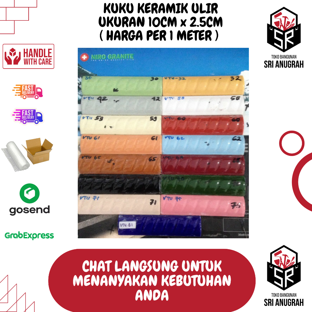 Kuku Keramik Ulir Kuku Macan Lis Keramik Panjang 10CM x 2.5CM Per 1 Meter