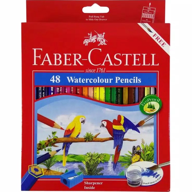 

KODE K3D4 Pensil Warna Faber Castell 48 Water colour Free Kuas dan Rautan