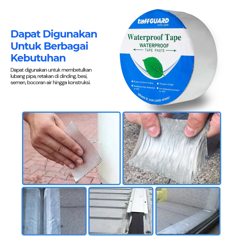 Waterproof Tape Lem Penambal Bocor Plester Anti Bocor Alumunium Lebar 5 cm x Panjang 5 m