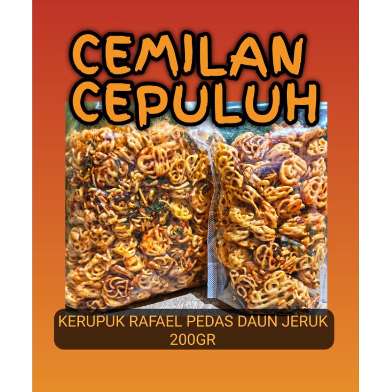 

Cemilan CEPULUH Kerupuk Rafael Pedas daun jeruk enak
