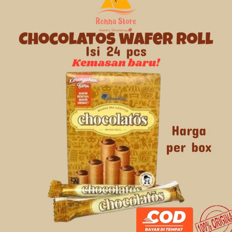 

Paling Laris isi 24 pcs CHOCOLATOS Wafer Roll Wafer Coklat Chocolatos 5an SIAP KIRIM