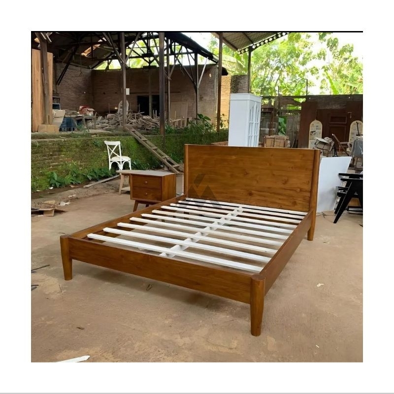 Dipan Minimalis Kayu Jati Set Nakas